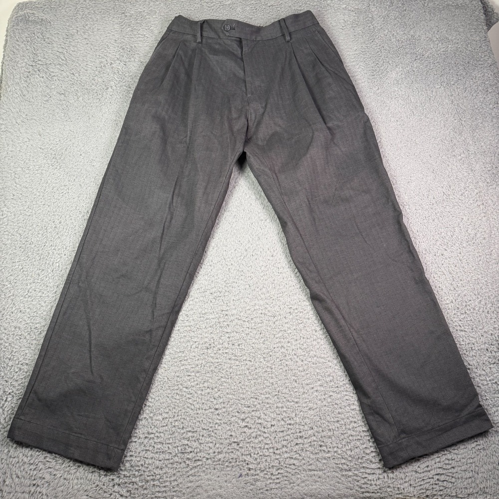 Kith Herringbone Dobby Tyler Pants Mens S 30x31 Dark Gray Pleated Dress Trousers